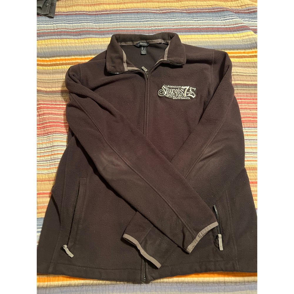 Lands' End Fleece Full Zip Jacket L Legendary Sturgis 75th South Dakota